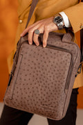 Ostrich Leather Shoulder Business Bag