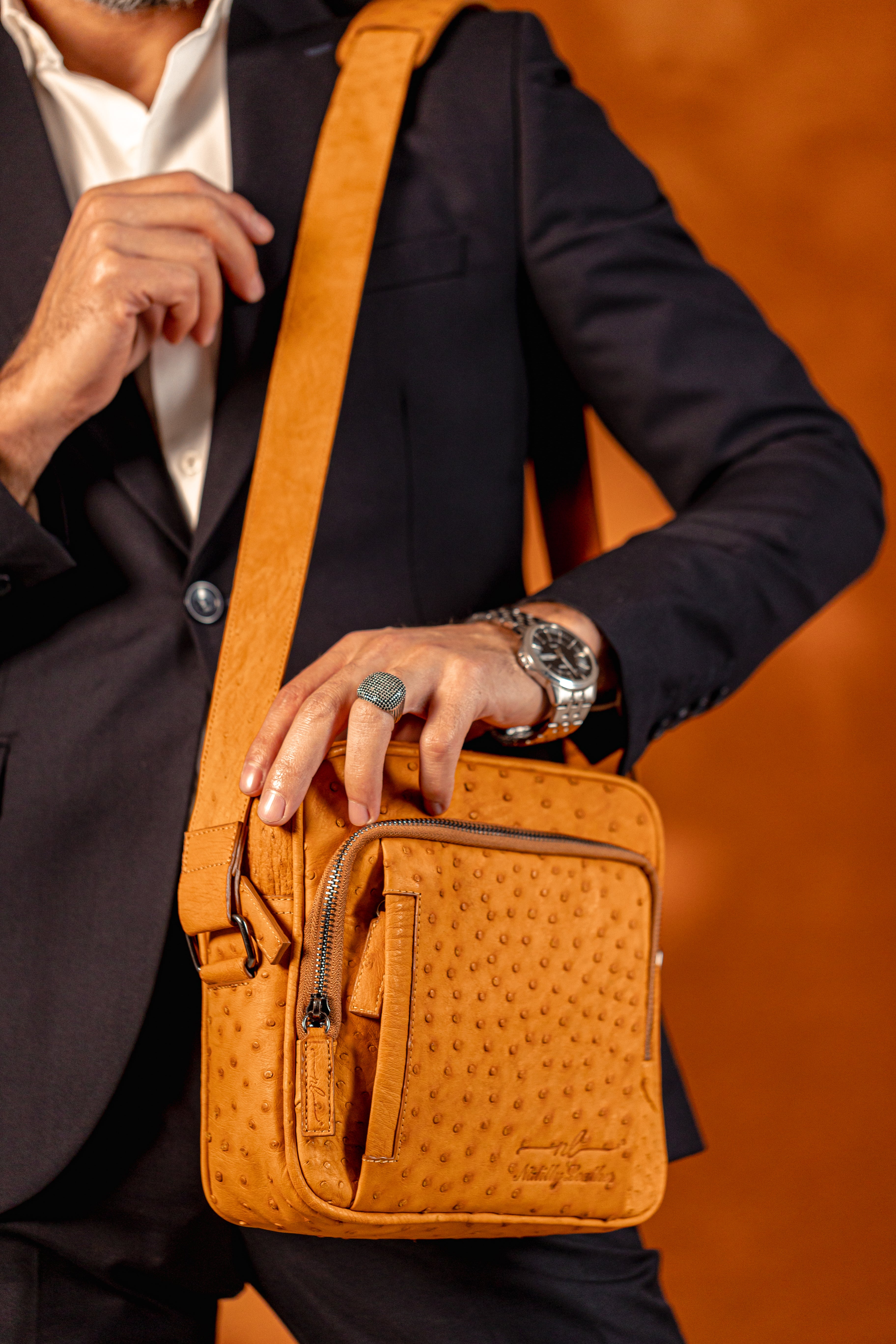 Ostrich Leather Cross Bag