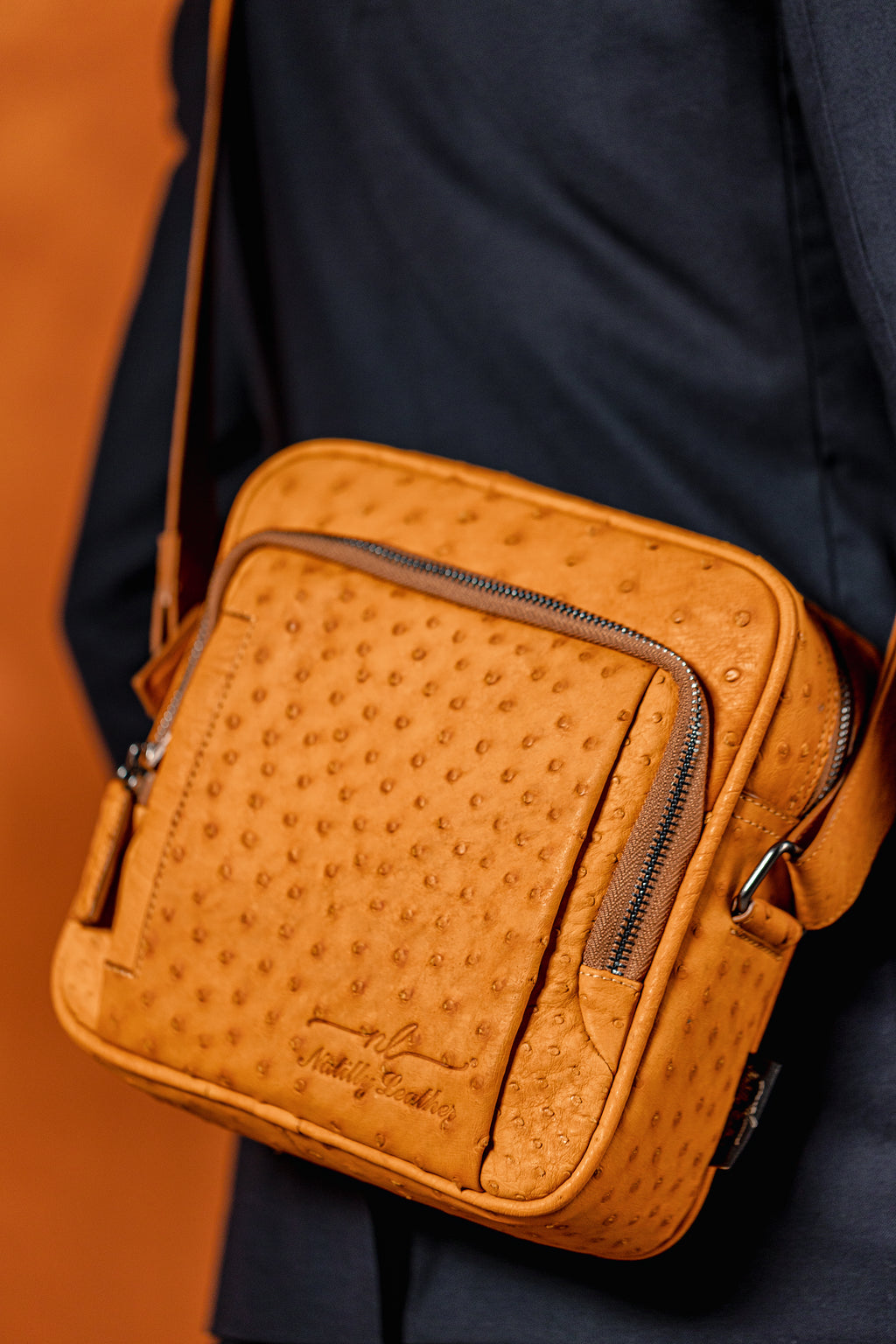 Ostrich Leather Cross Bag