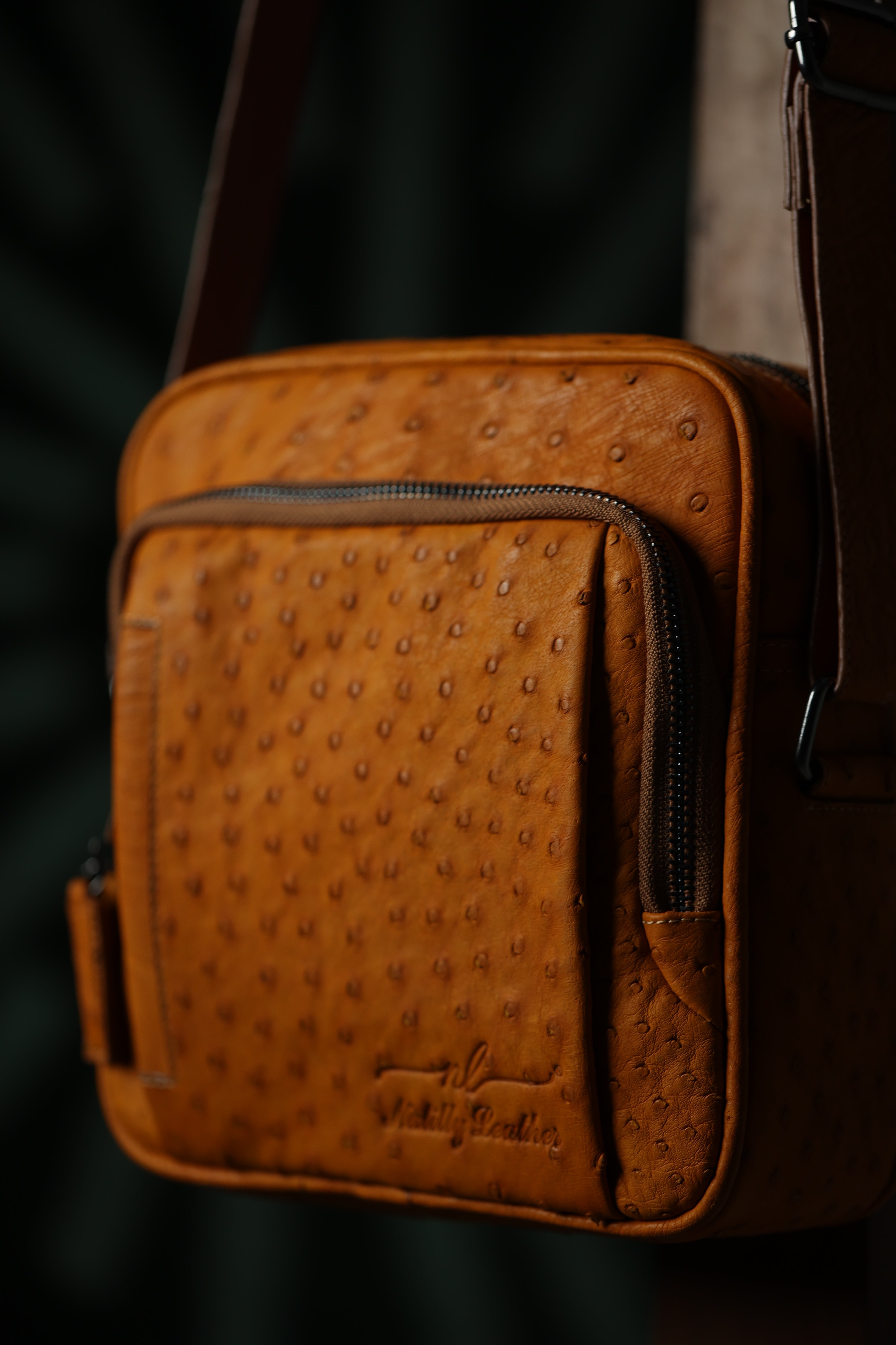 Ostrich Leather Cross Bag
