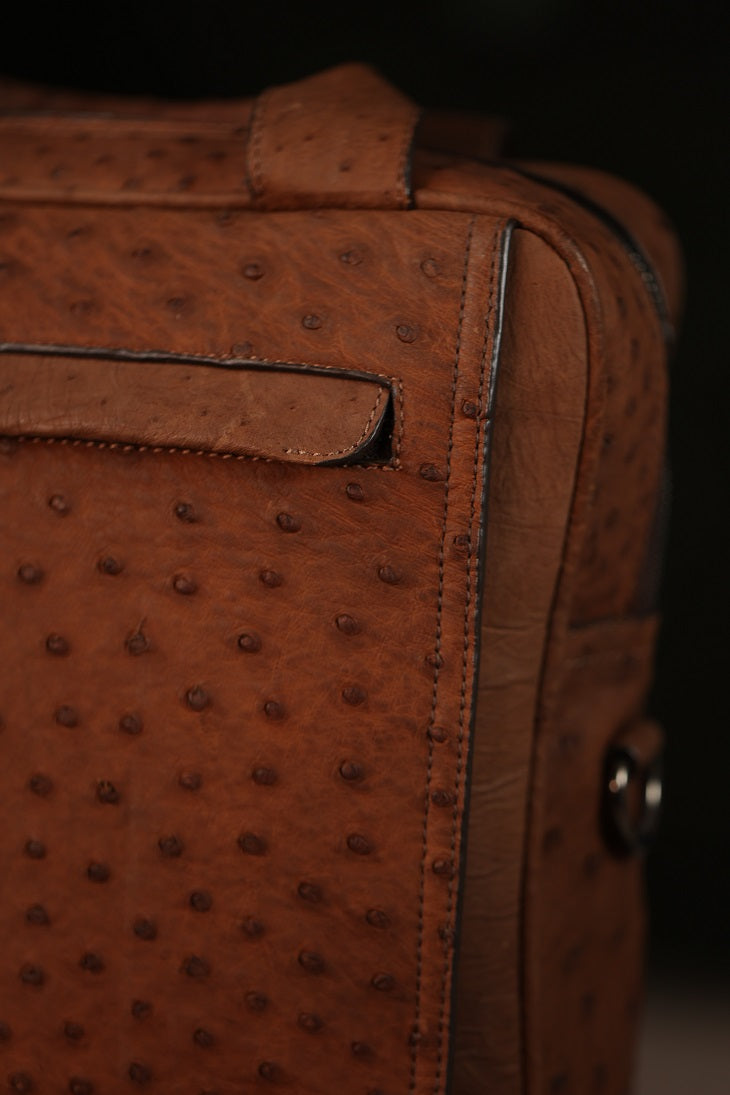 Ostrich Leather Shoulder Business Bag