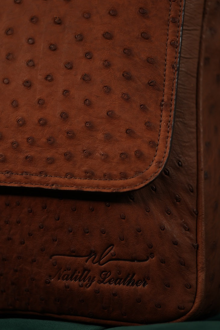 Ostrich Leather Shoulder Business Bag