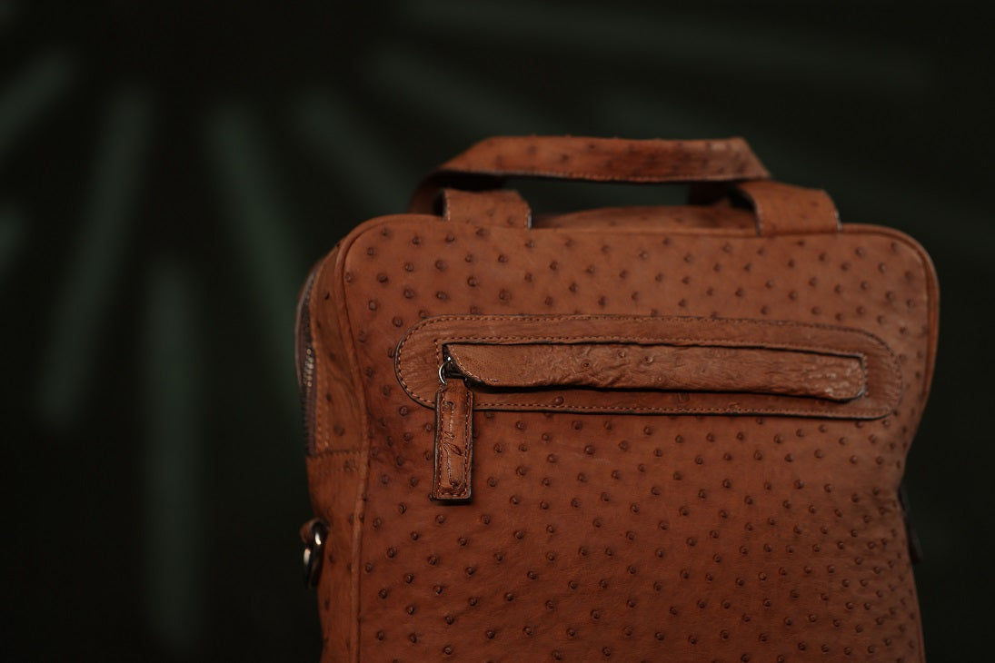 Ostrich Leather Shoulder Business Bag